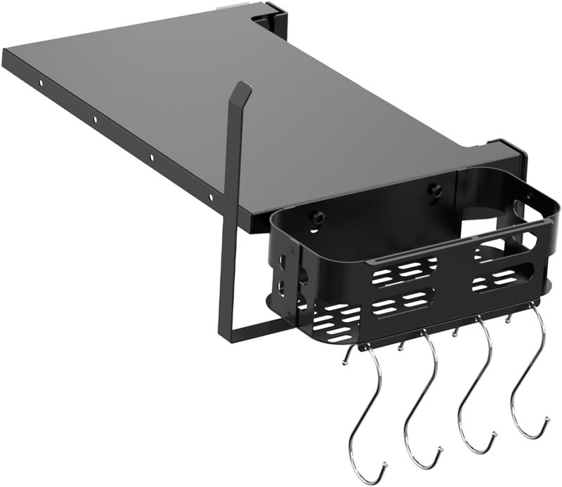 PHYESUVIN Foldable Griddle Side Shelf and Caddy for Blackstone 28" Griddle, Grill Accessories Space Saving for Blackstone with Paper Towel Holder, 4 Hooks and Storage Box Grill Parts - Image 1